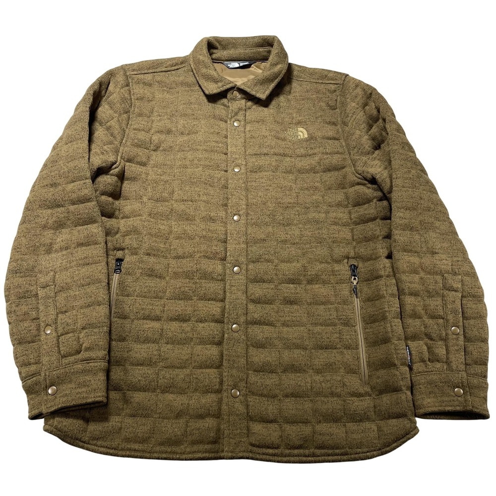The North Face ThermoBall Jacket Mens Large Brown Snap Front Quilted Insulated